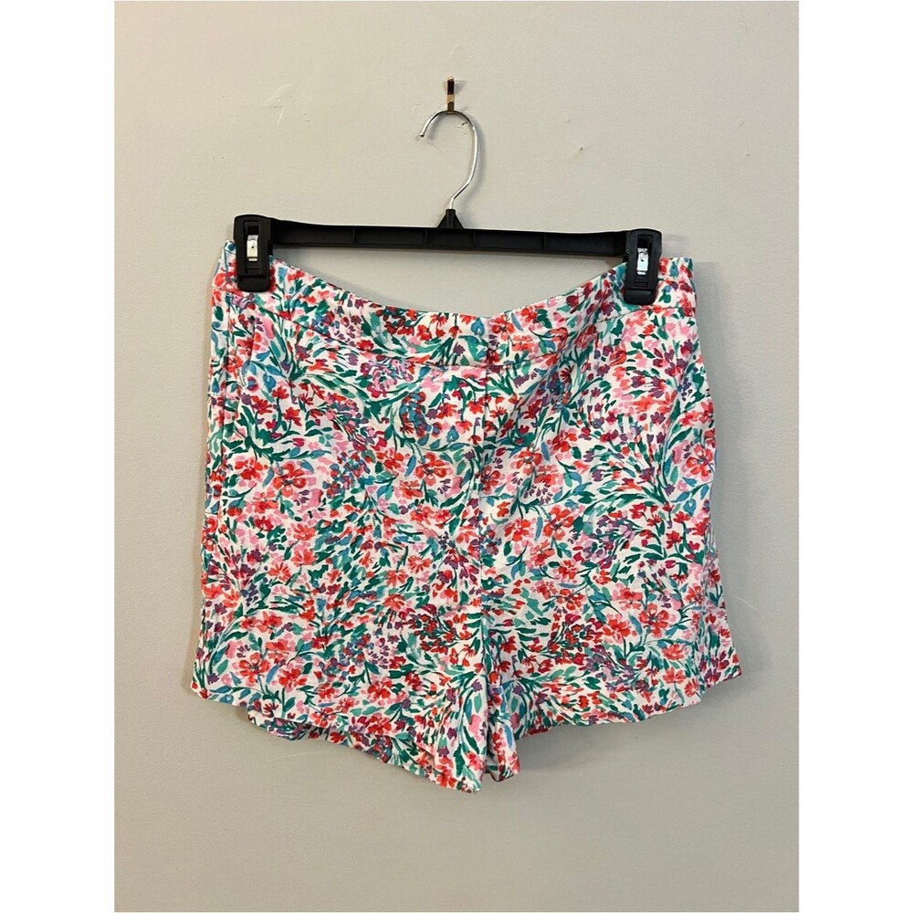 J.Crew Floral Linen-Blend Elastic-Back Shorts Sz 12